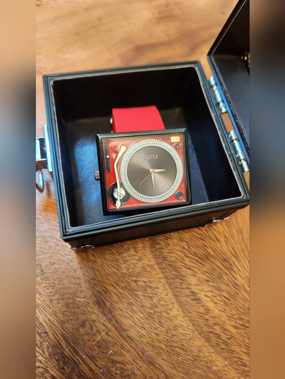 FLUD Turntable Square Wristwatch in Red & Black (RARE FIND)